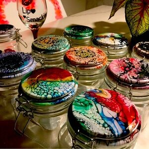Acrylic poured with resin jars